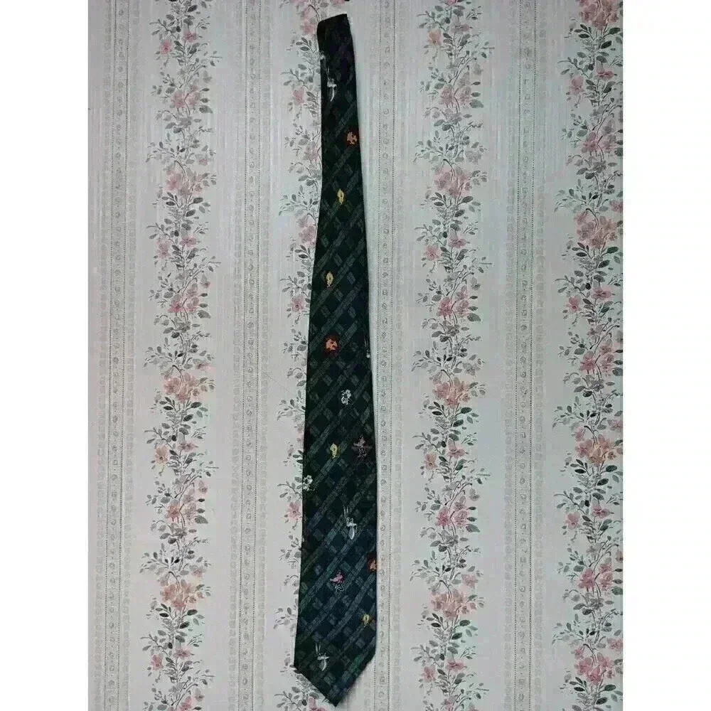 Vintage Looney Tunes Mania 1994 100% Polyester Necktie Argyle Blue & Green